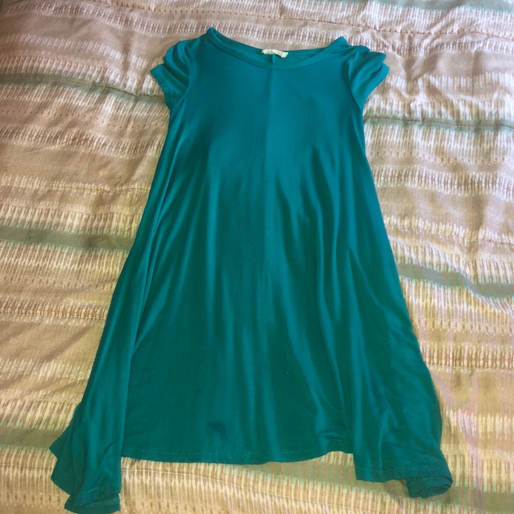 Teal short sleeve-grey short sleeve-chevron dress